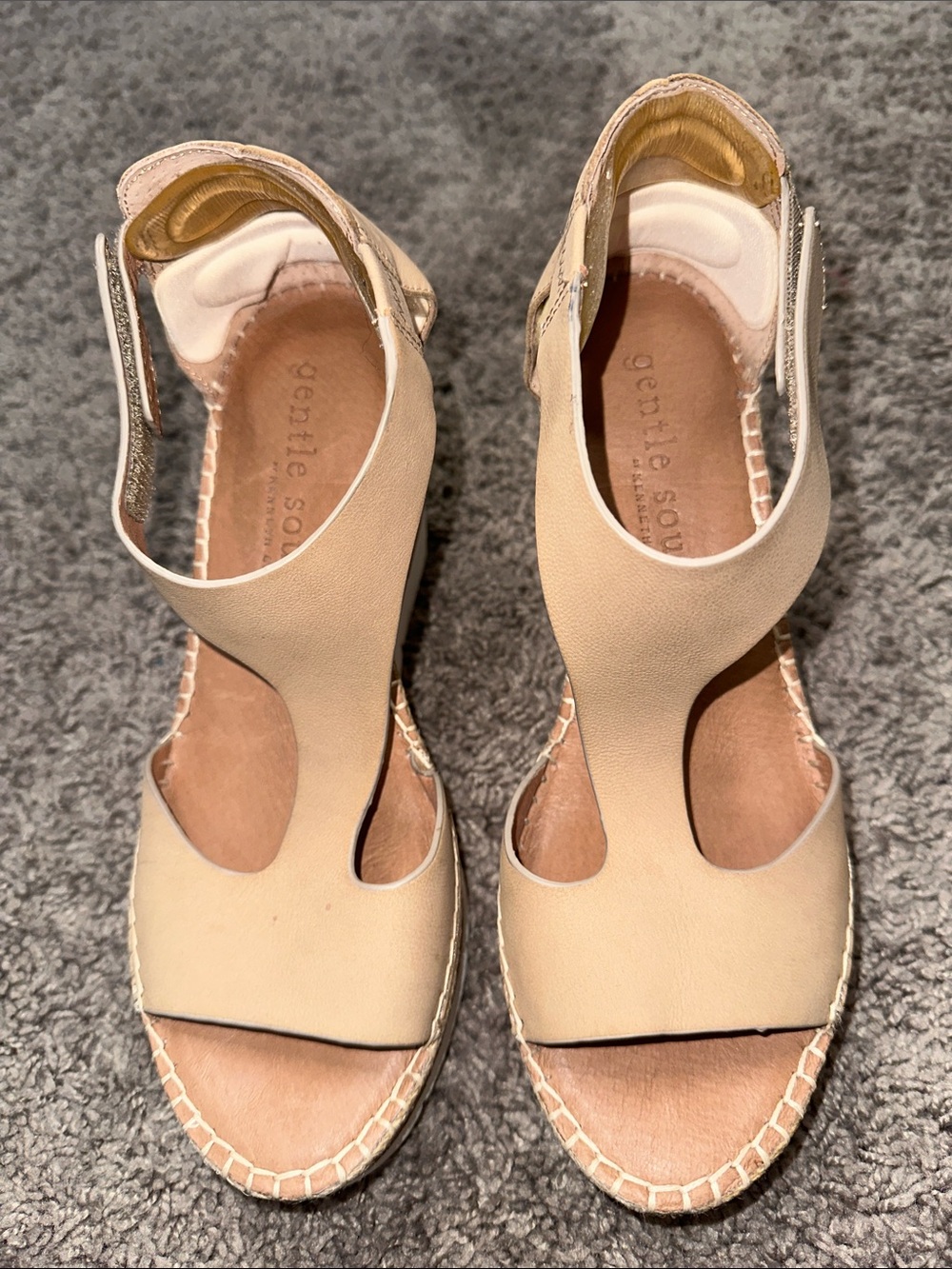 gentle souls Neutral Beige Espadrille Wedge Sandals